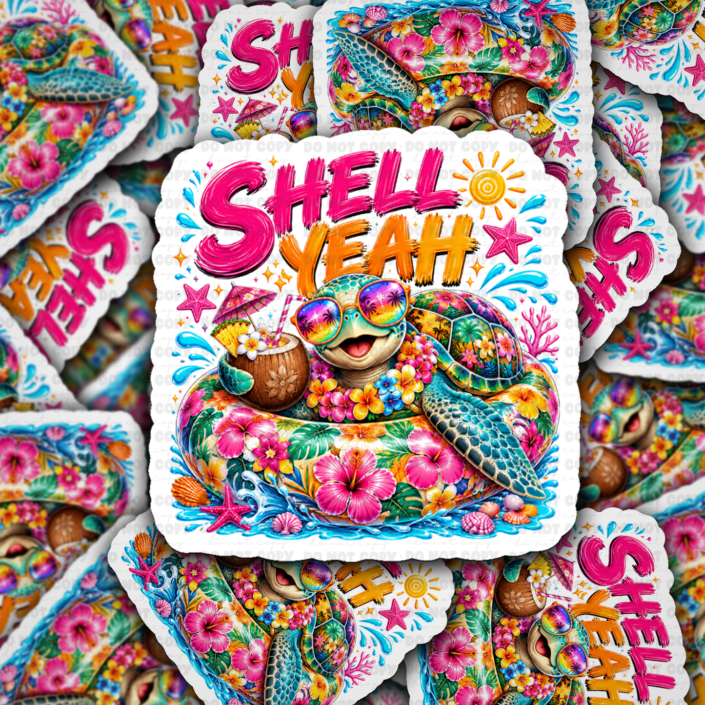 DS 3128 - Shell Yeah Sea Turtle Die Cut sticker