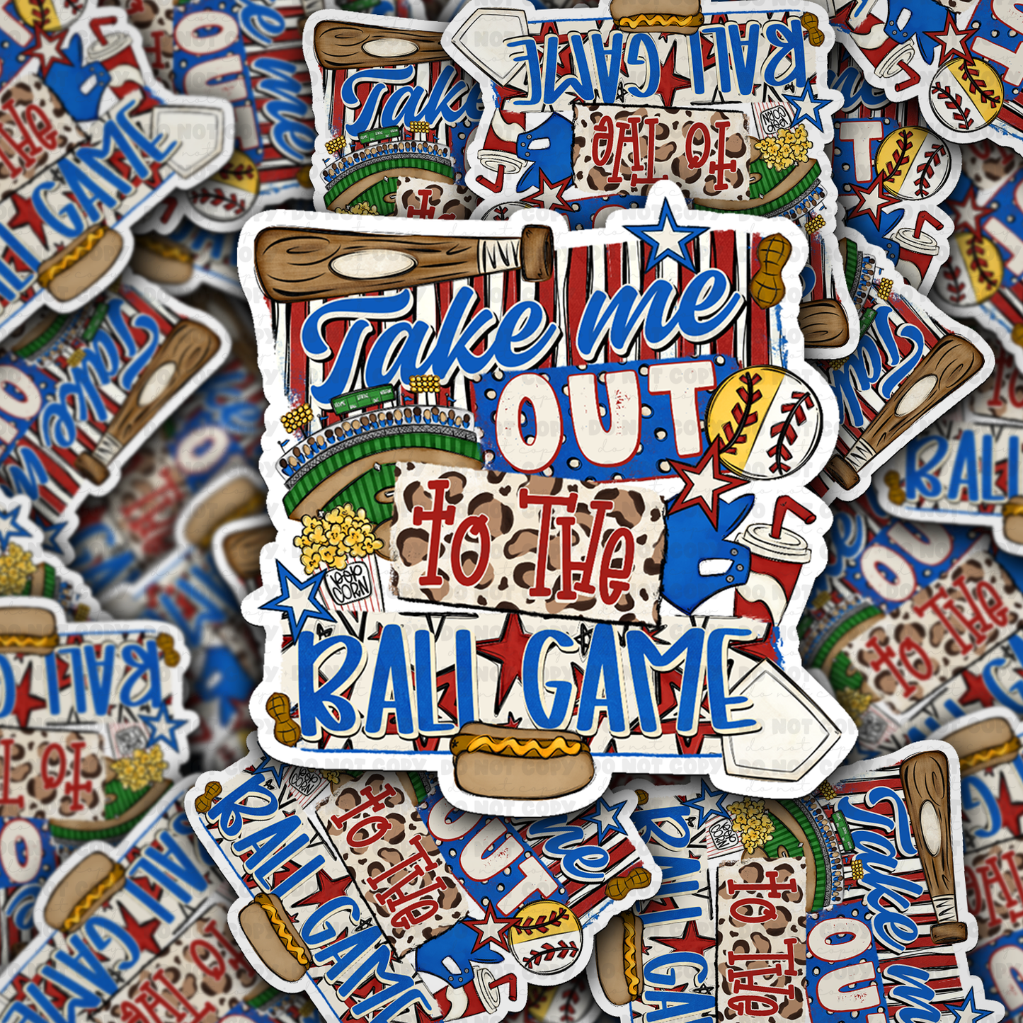 DS - 2651 Take me out to the ball game softball and baseball Die Cut sticker