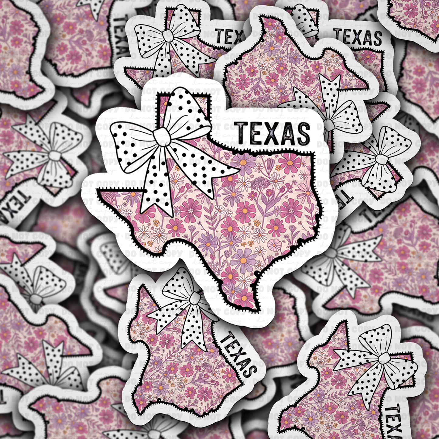 DC 2042 - Texas floral with bow Die Cut Sticker