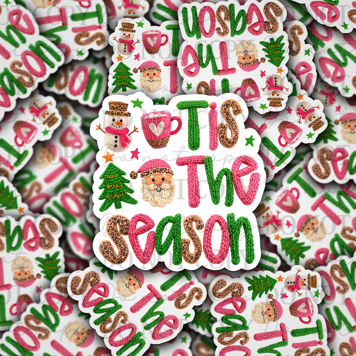 DC 2188 - Tis the season Christmas faux yarn Die Cut Sticker