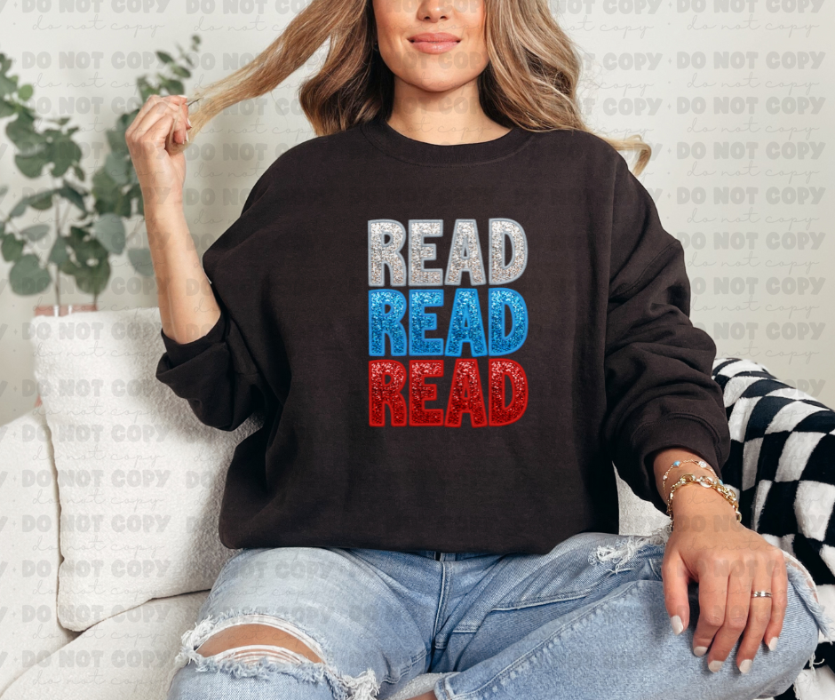 3493 Read Read Read faux Glitter *DREAM TRANSFER* DTF