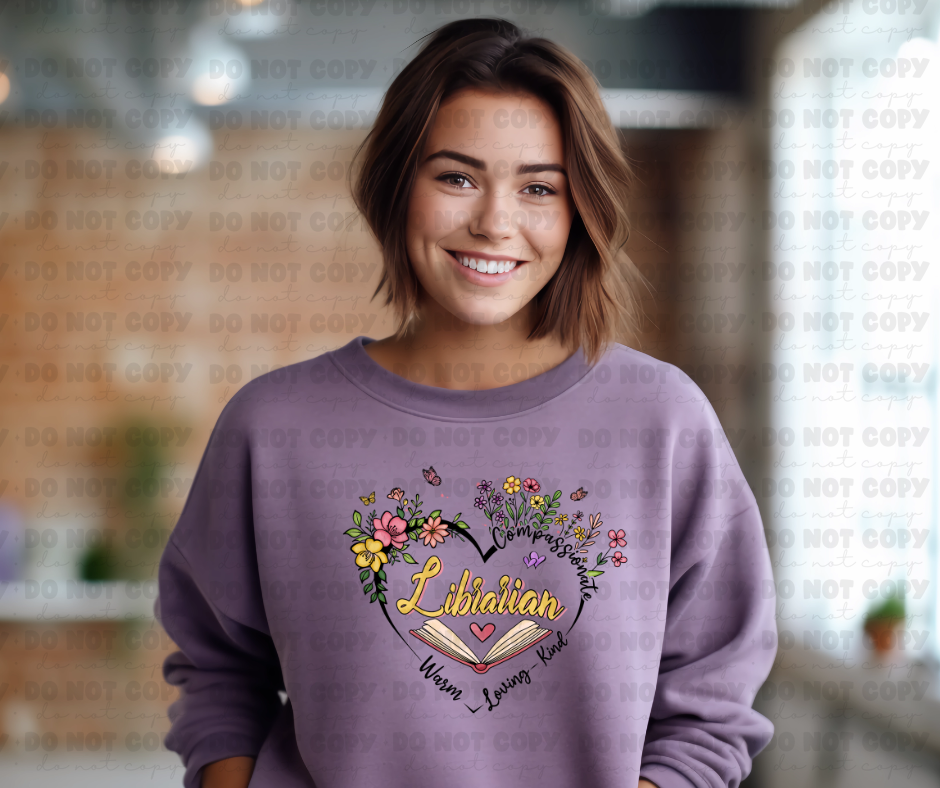 3502 Librarian floral heart *DREAM TRANSFER* DTF