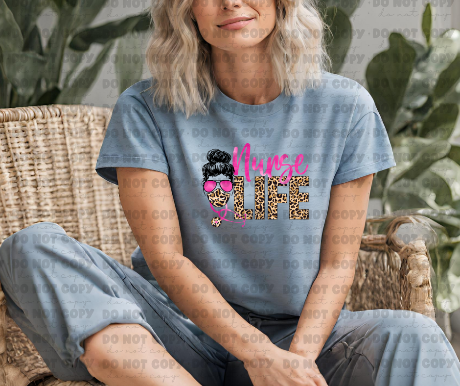 3584 nurse life face leopard DREAM TRANSFER* DTF