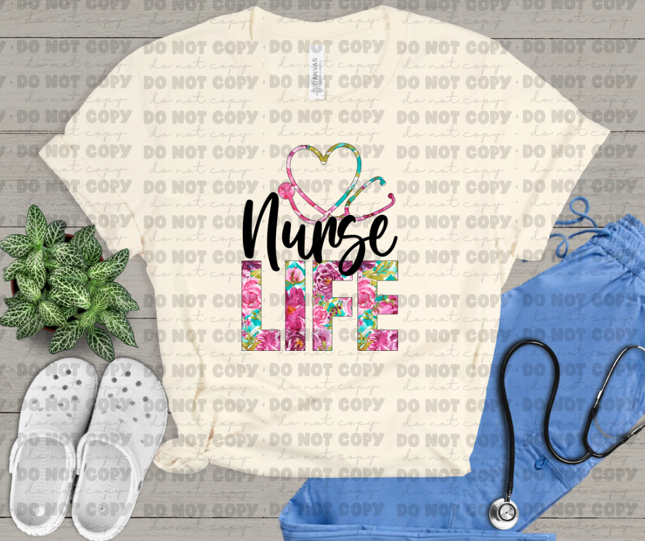 3597 Nurse life floral DREAM TRANSFER* DTF