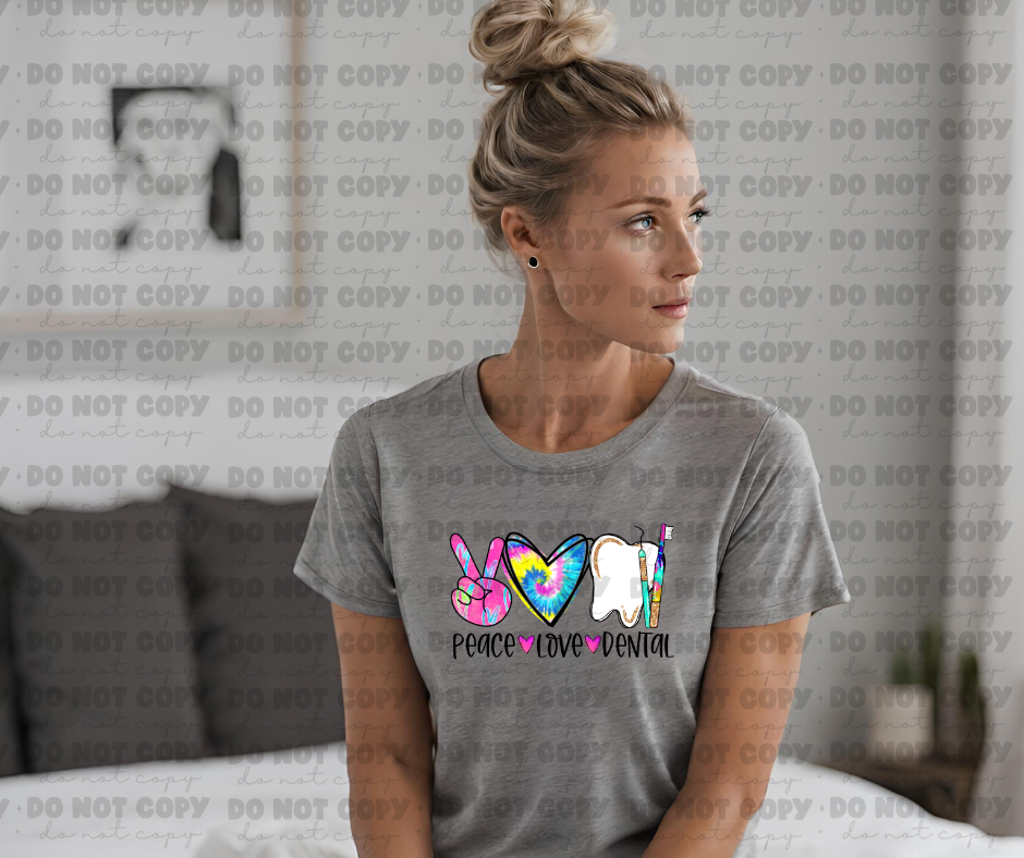 3654 peace love dental colorful DREAM TRANSFER* DTF