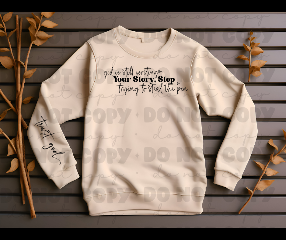 3696 God is still writing your story stop trying to steal the pen with sleeve *DREAM TRANSFER* DTF