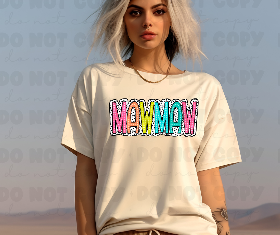 3769 MawMaw Bright Doodle Dalmatian Dots DREAM TRANSFER* DTF