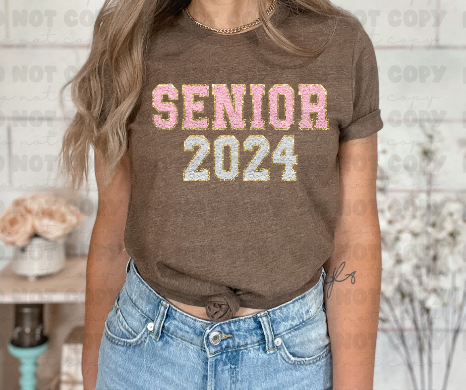 3820 Glitter Patch Senior 2024 Pink DREAM TRANSFER* DTF