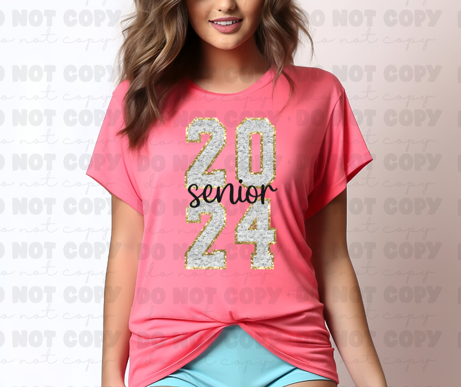 3825 Glitter Patch 2024 Senior Stacked DREAM TRANSFER* DTF