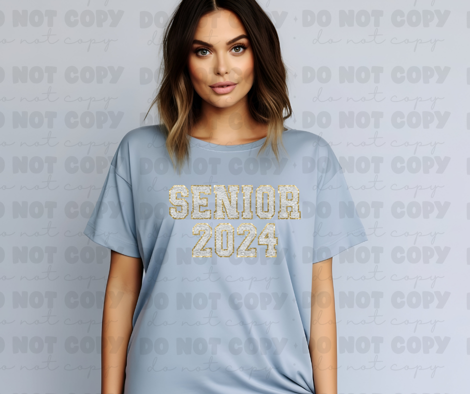 3822 Glitter Patch Senior 2024 White DREAM TRANSFER* DTF