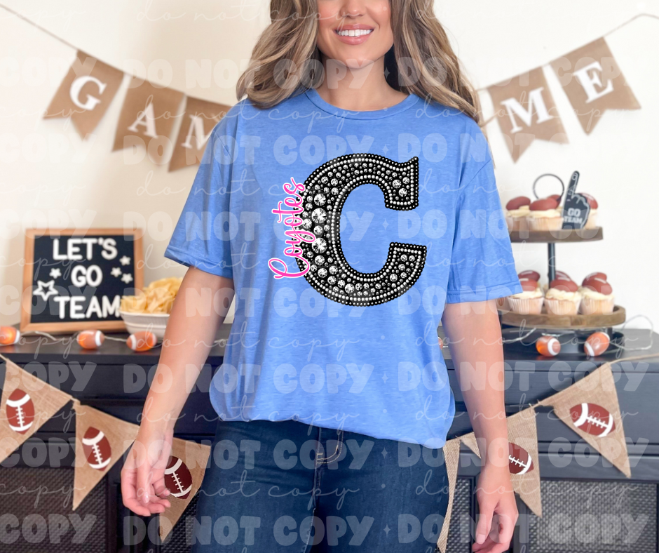 4495 Black Rhinestone pink Coyotes *DREAM TRANSFER*