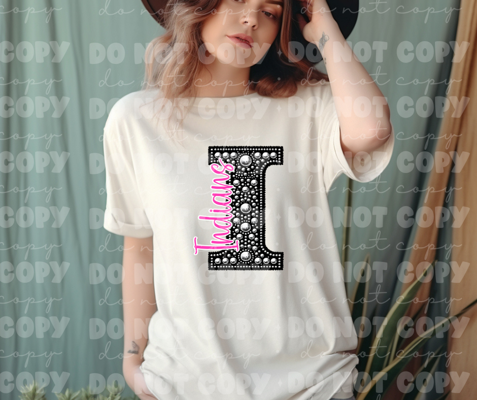 4503 Black Rhinestone pink Indians *DREAM TRANSFER*