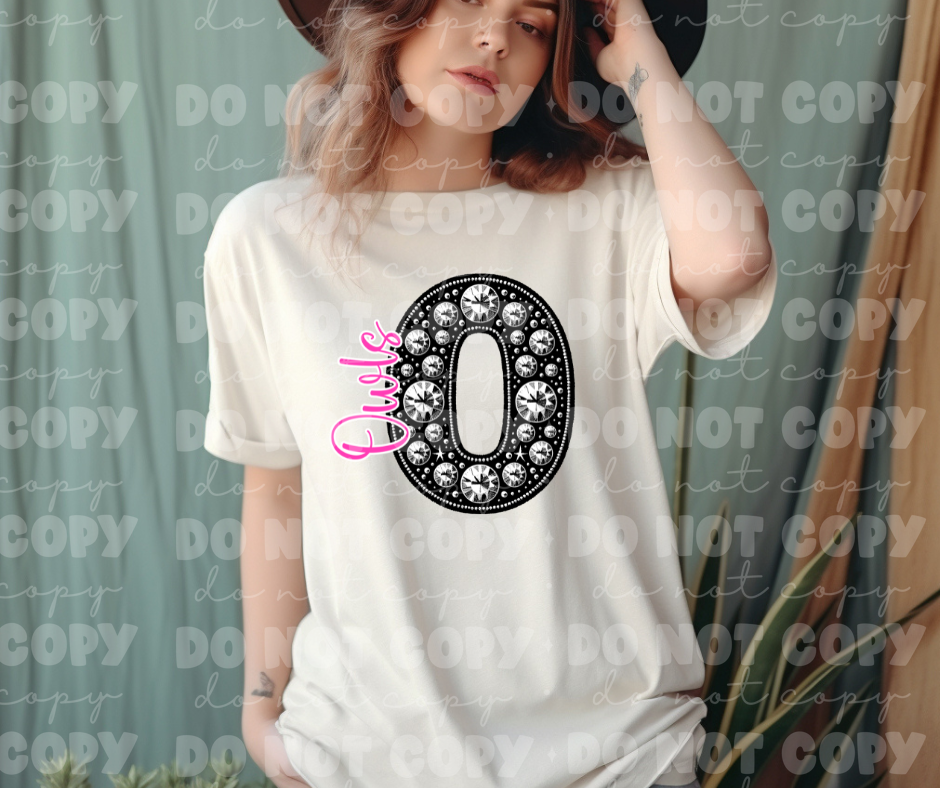 4511 Black Rhinestone pink Owls *DREAM TRANSFER*