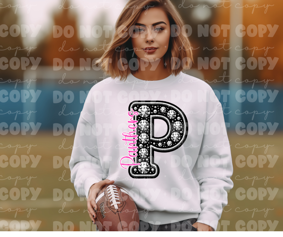 4512 Black Rhinestone pink Panthers *DREAM TRANSFER*