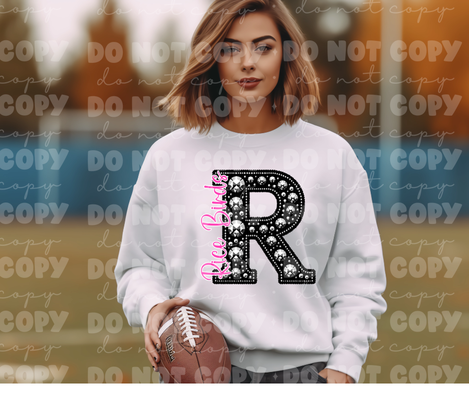 4517 Black Rhinestone pink Rice Birds *DREAM TRANSFER*