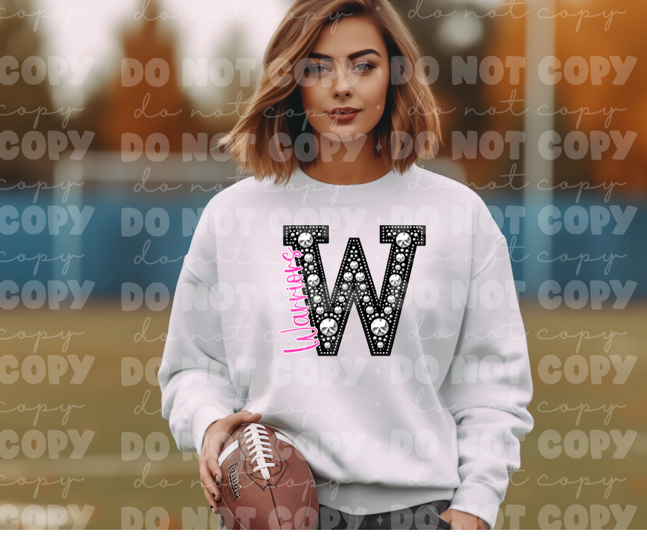 4525 Black Rhinestone pink Warriors *DREAM TRANSFER*