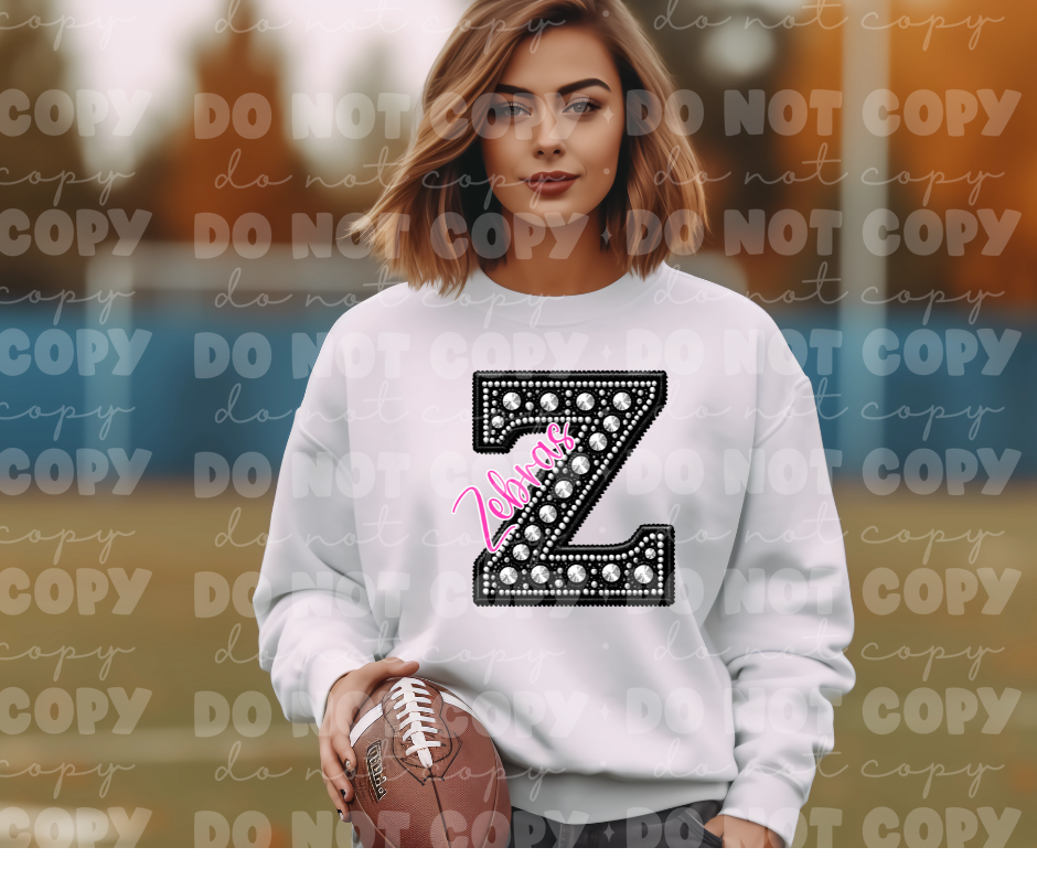 4527 Black Rhinestone pink Zebras *DREAM TRANSFER*