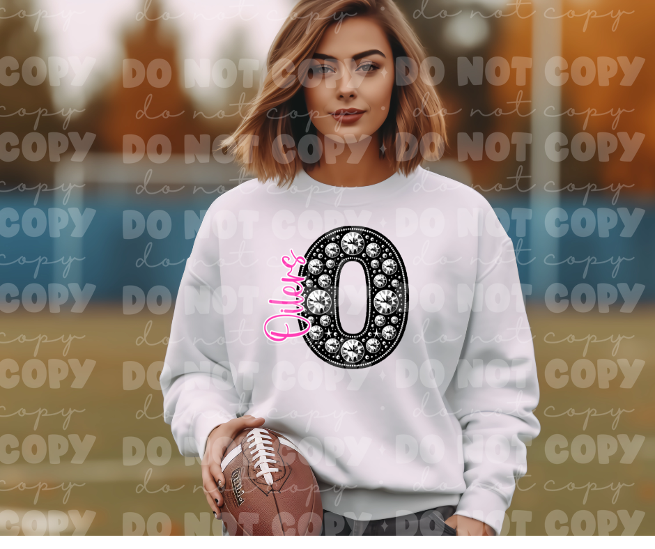 4524 Black Rhinestone pink Oilers*DREAM TRANSFER*