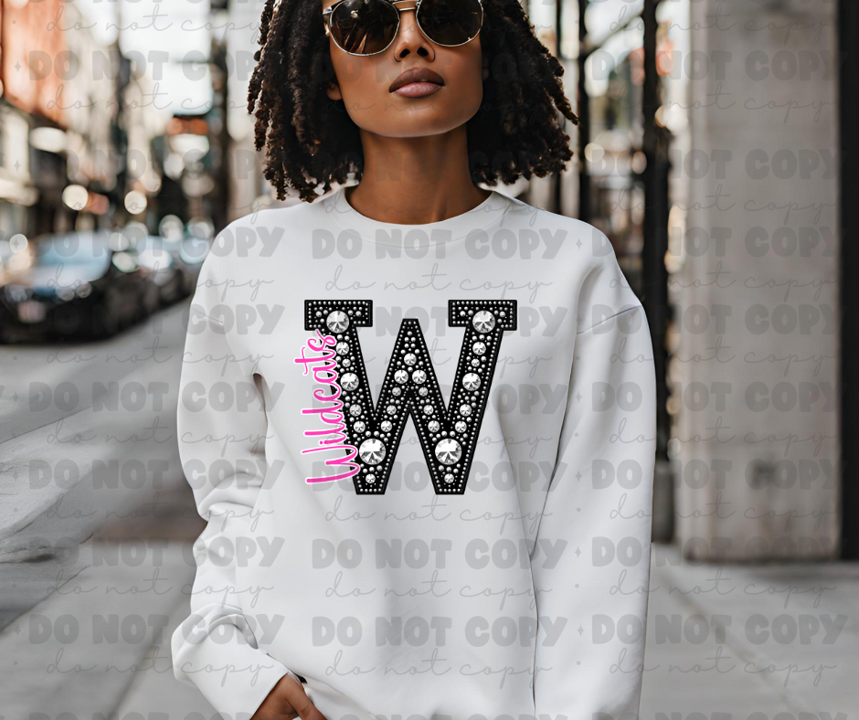 4604 Black Rhinestone pink Wildcats *DREAM TRANSFER* DTF