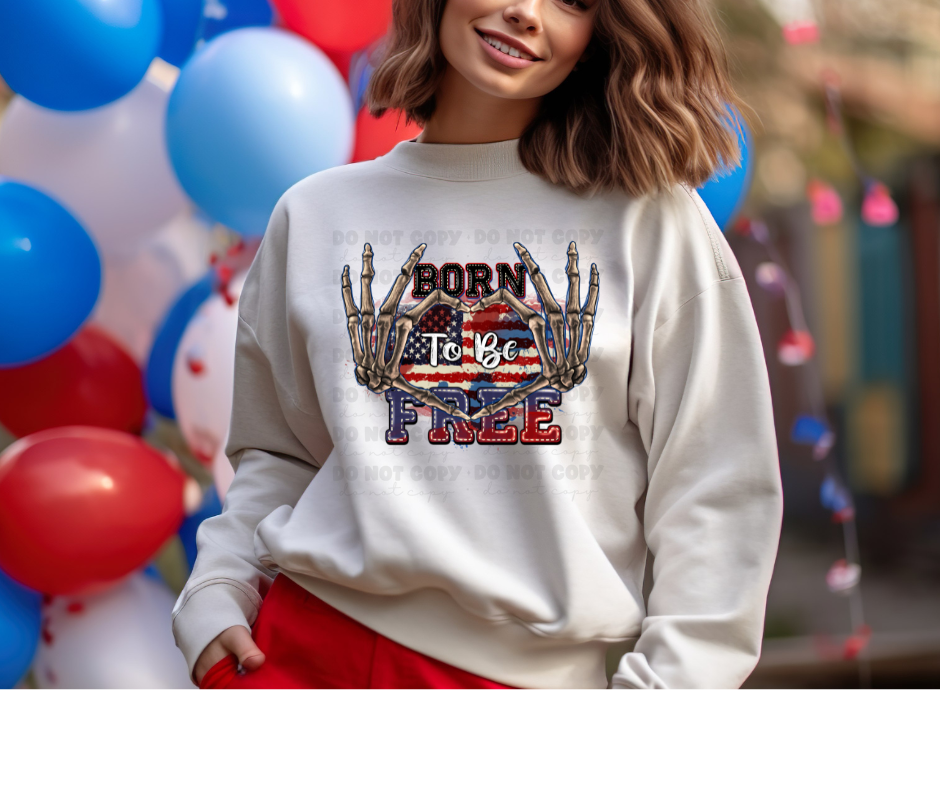 5980 - Born to be free skeleton hands *DTF Transfer