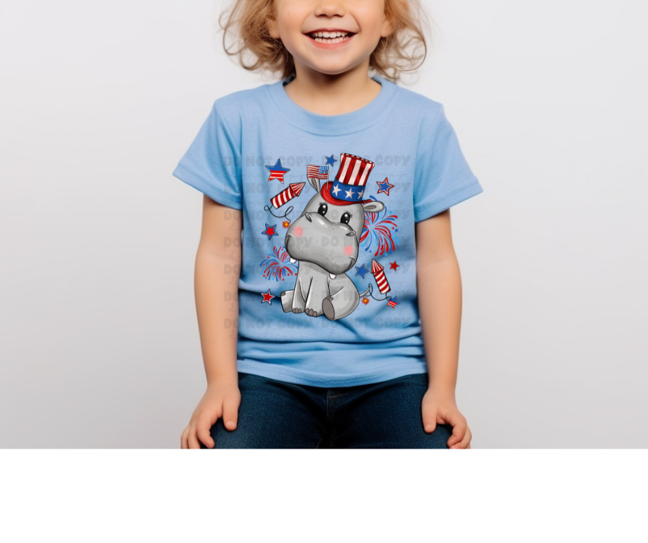 5981 - Hippo 4th of July *DTF Transfer