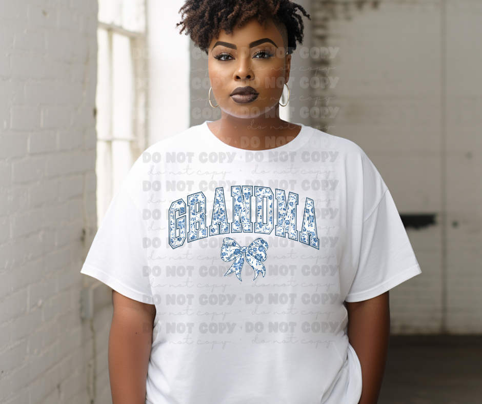 6403 - Grandma blue floral * DTF Transfer