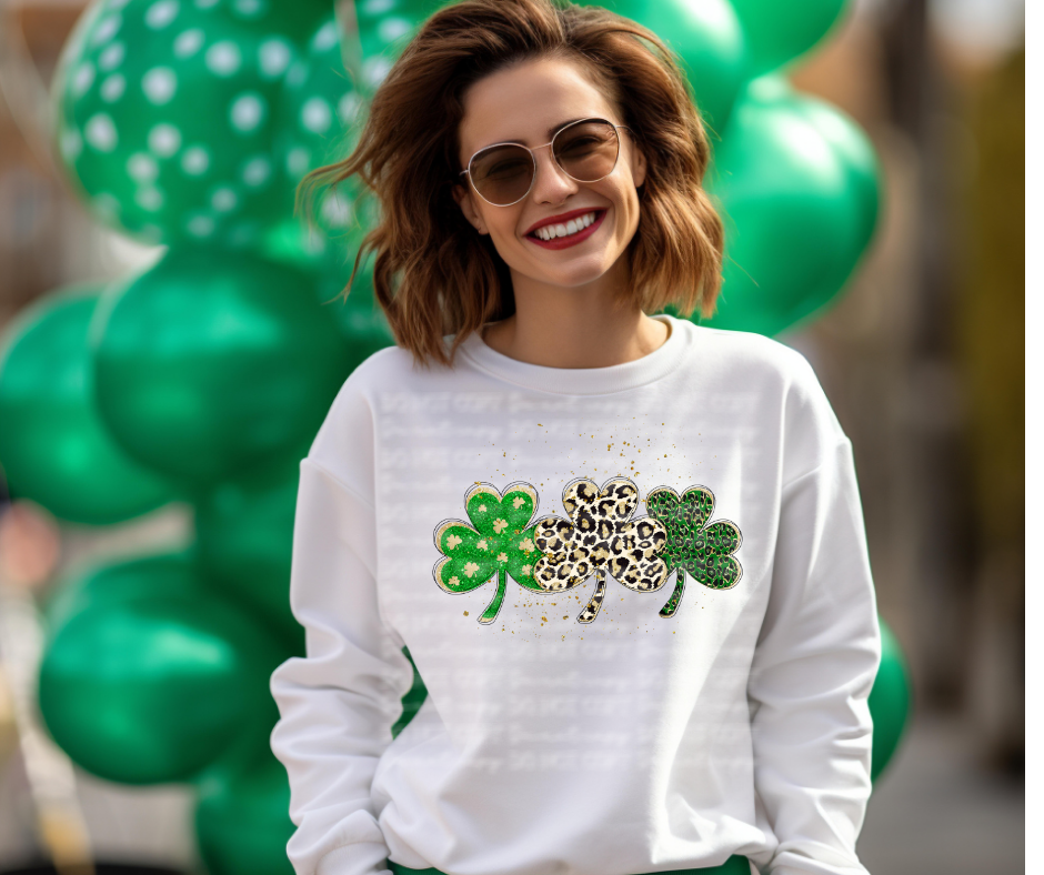 6702 - Faux glitter shamrock clovers *DTF Transfer