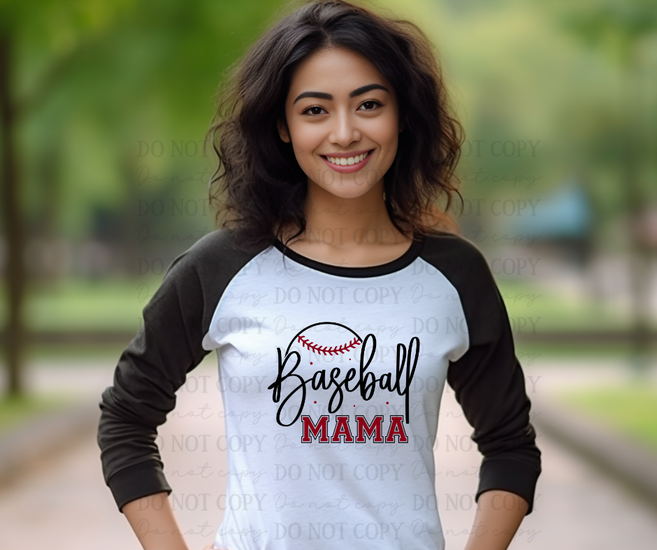 6712 - Baseball Mama red and black *DTF Transfer