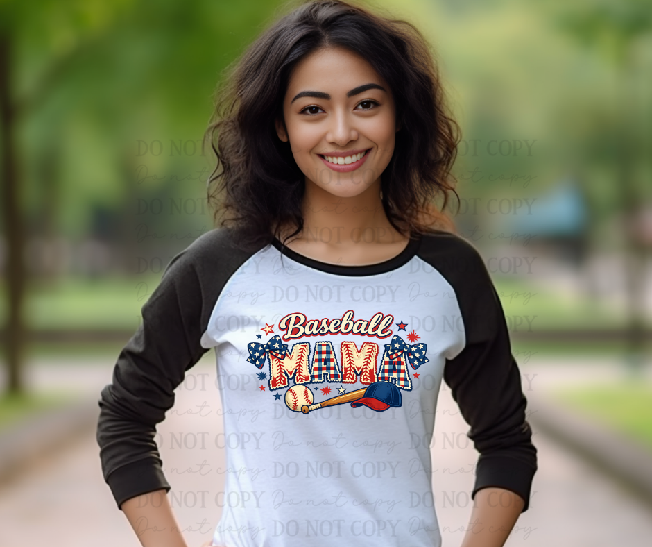 6719 - Baseball mama with hat *DTF Transfer