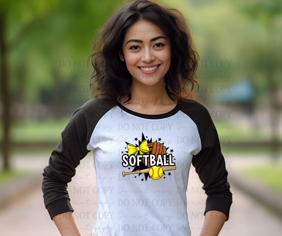 6721 - Softball with bat and glove *DTF Transfer