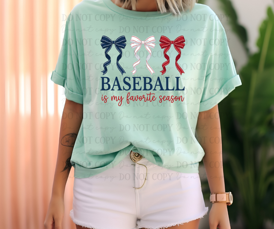 6730 - Baseball is my favorite season with long coquette bows *DTF Transfer