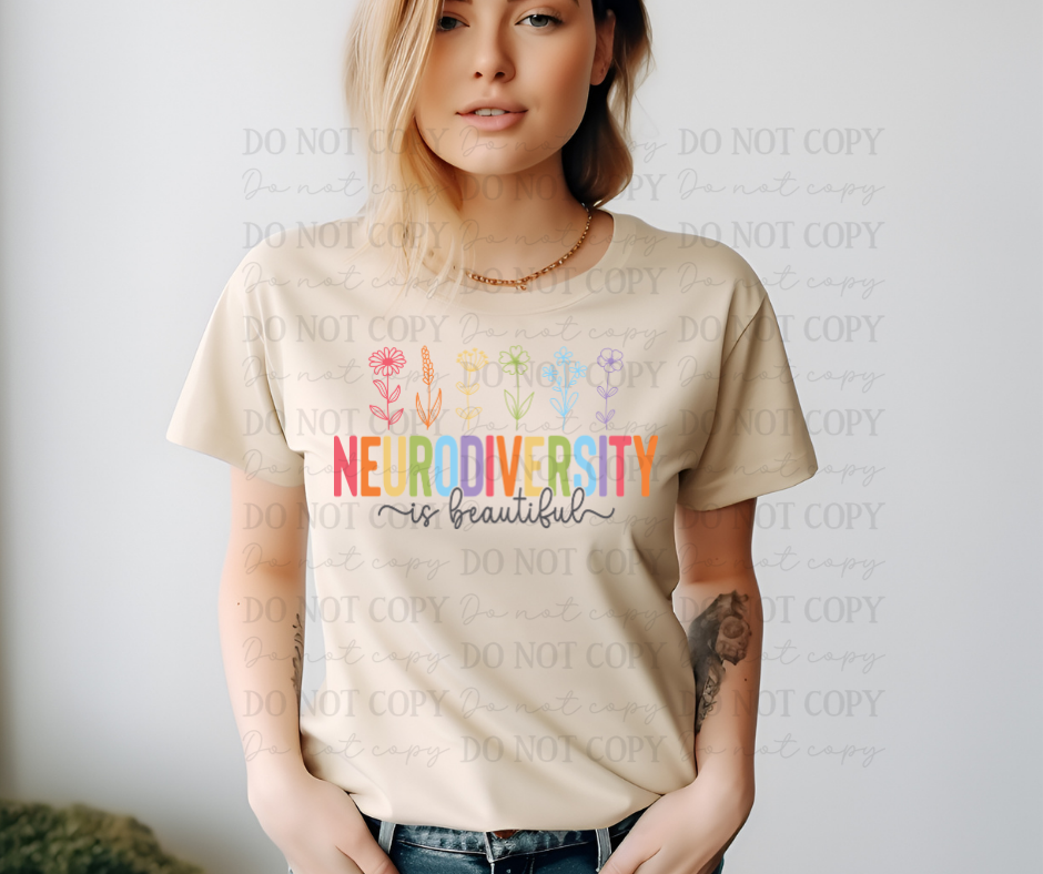 6779 - Neurodiversity is beautiful black lettering *DTF Transfer