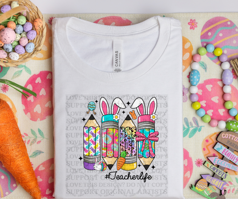 5454 - Teacher life Easter pencils *DTF
