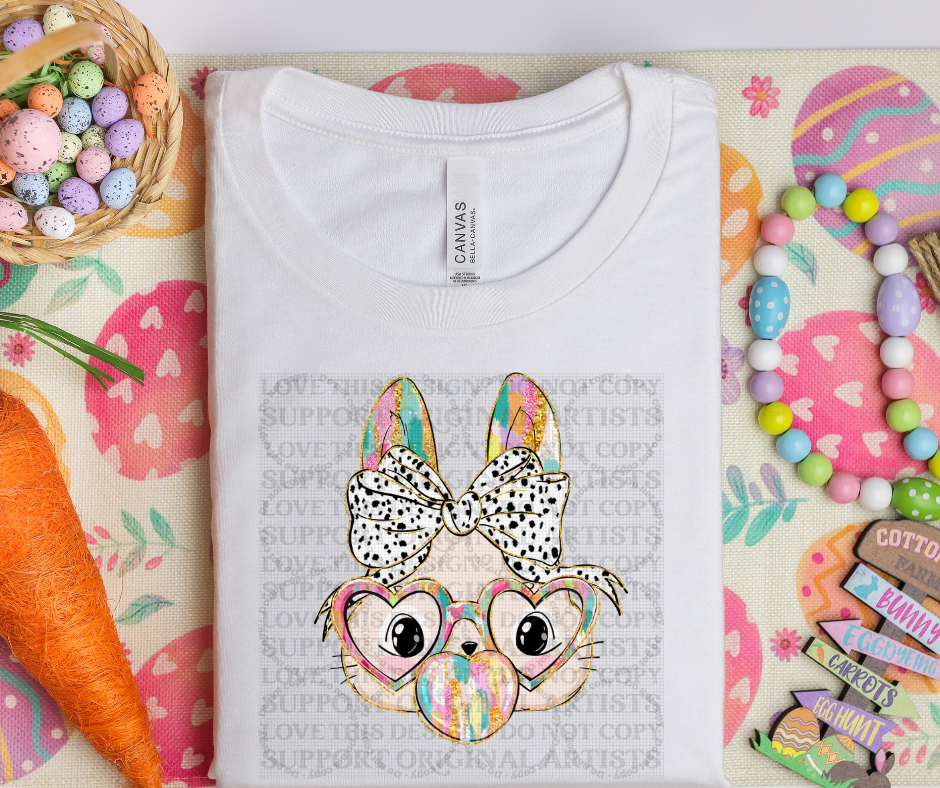 5456 - Easter bunny blowing bubble gum big bow *DTF