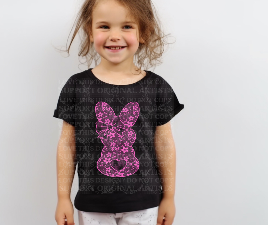 5471 - Pink lace Easter bunny *DTF
