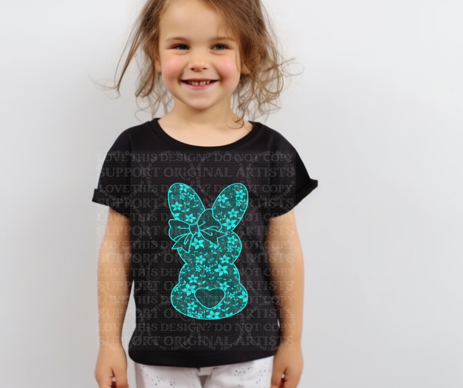 5462 - Blue turquoise lace bunny *DTF