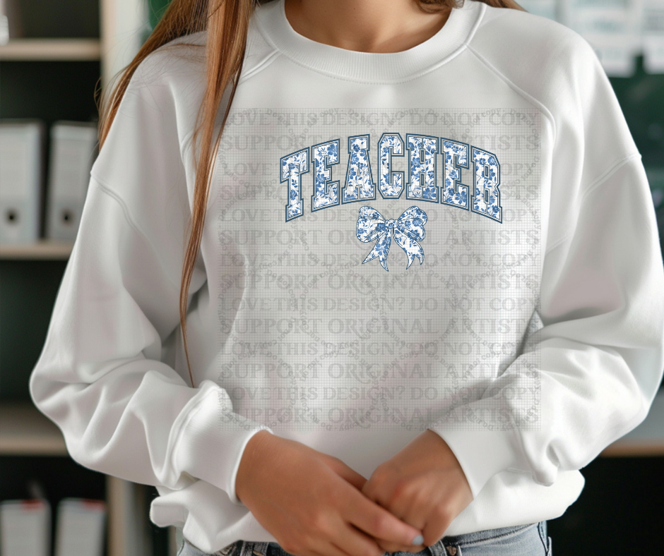 5611 - Teacher blue floral *DTF