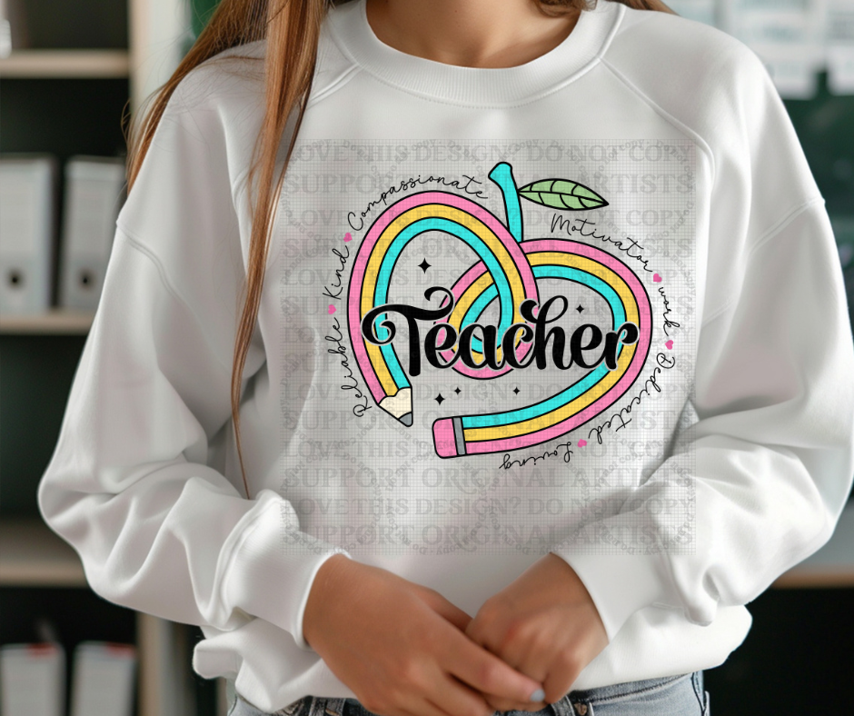 5616 - Teacher apple heart *DTF