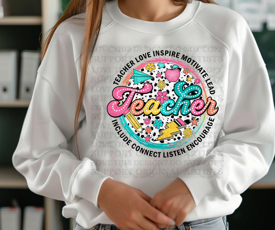 5617 - Teacher teach love inspire circle *DTF