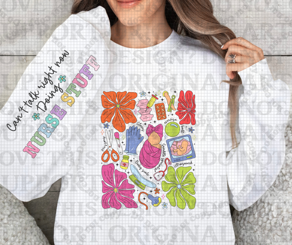 5640 - Floral Nurse with nurse stuff sleeve * DTF