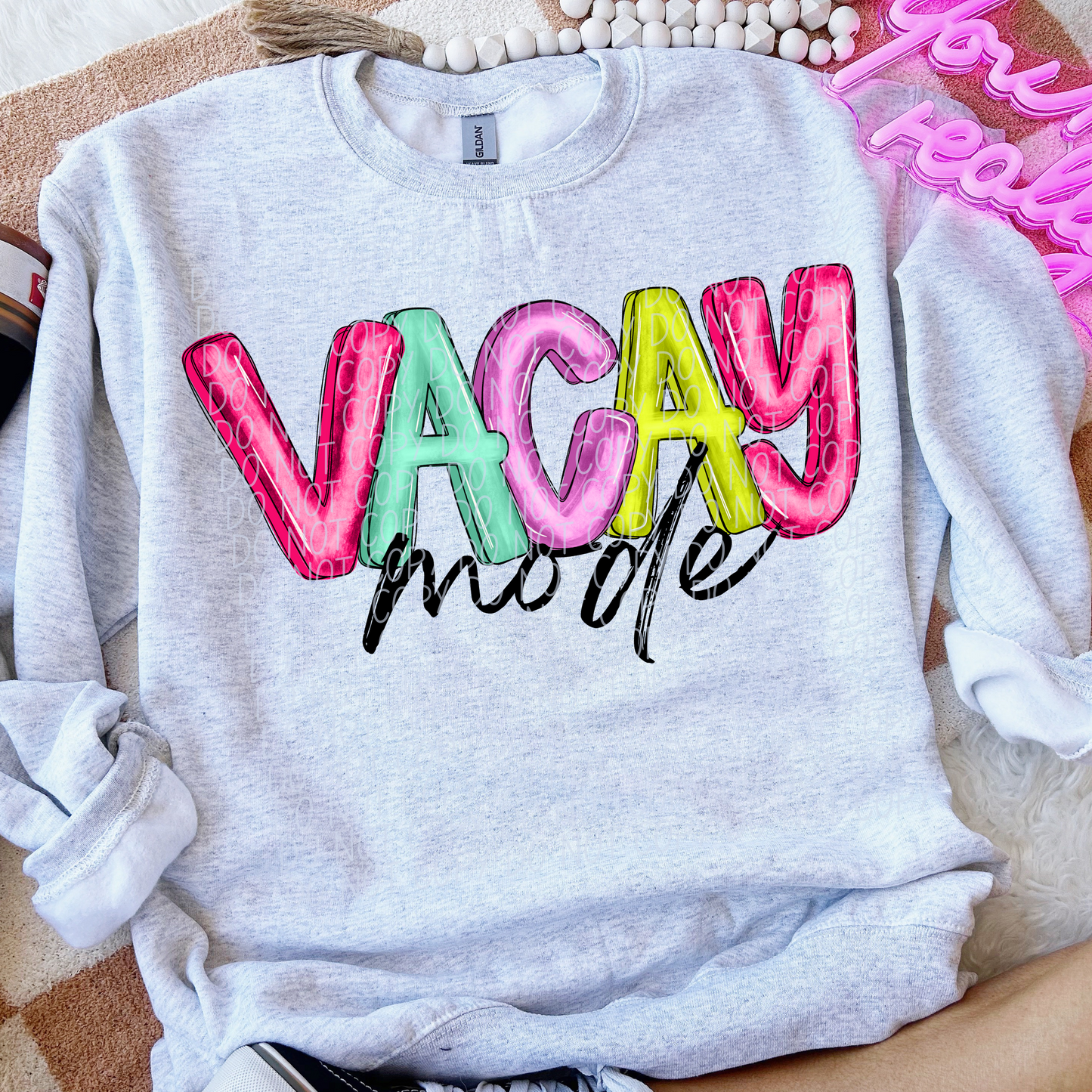 5261 - Vacay mode black letters *DTF