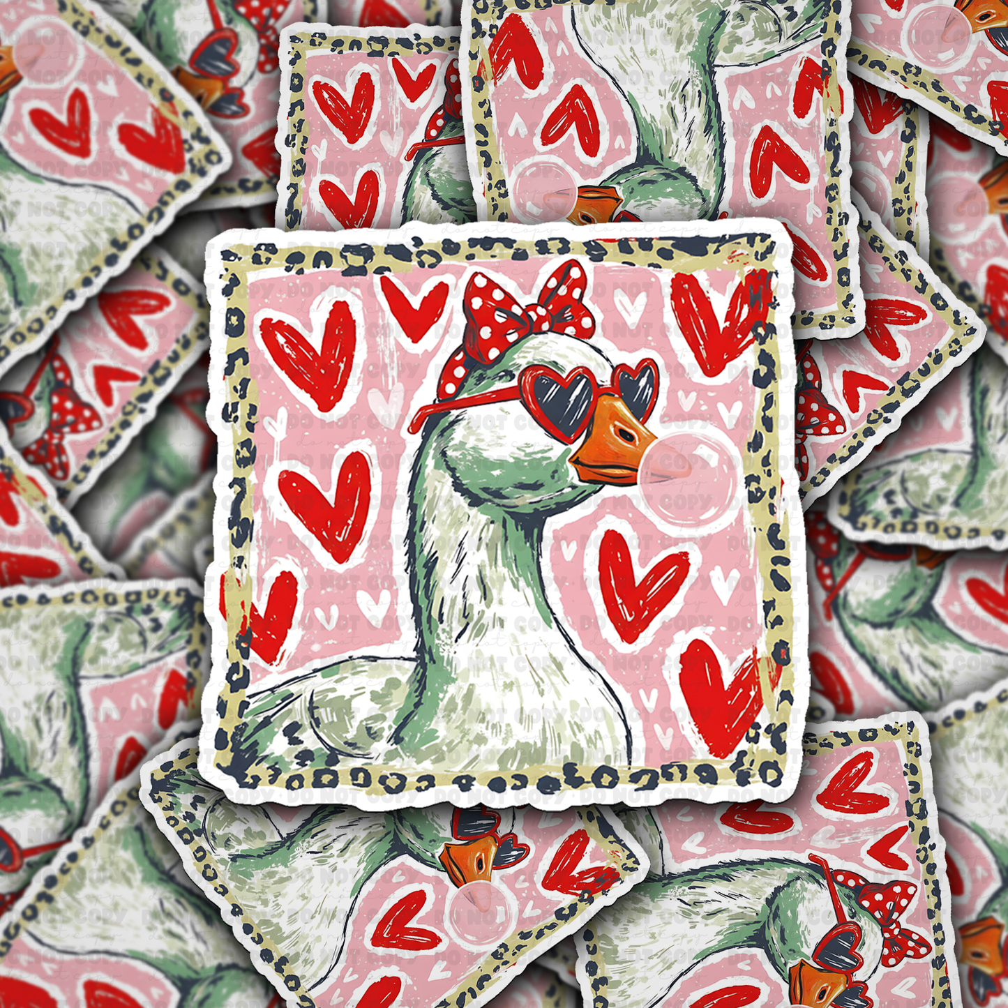 DS - 2568 Goose blowing bubble gum Die Cut Sticker