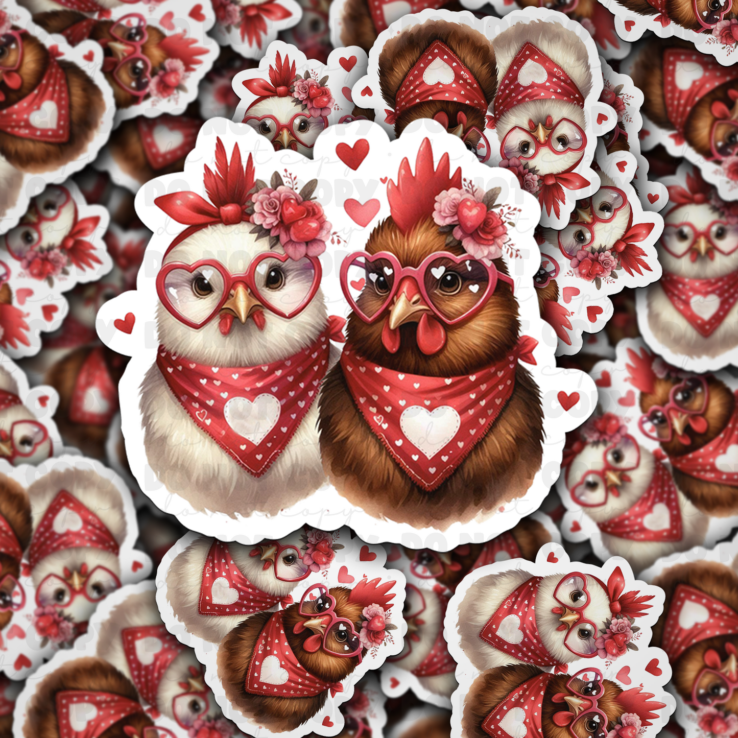 DC 1328 - Valentine Chickens - die cut sticker
