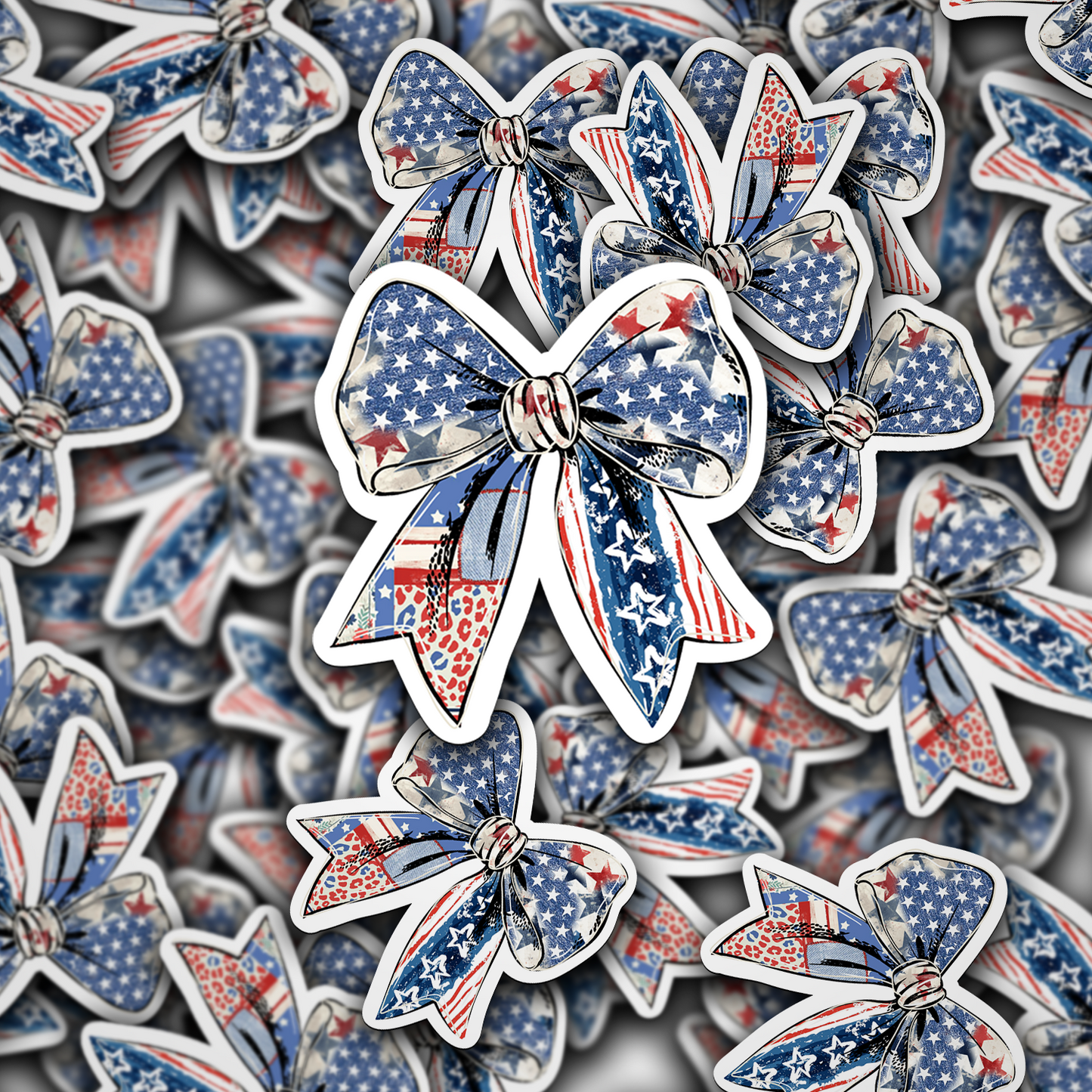 DC 1672- American flag bow Die Cut Sticker