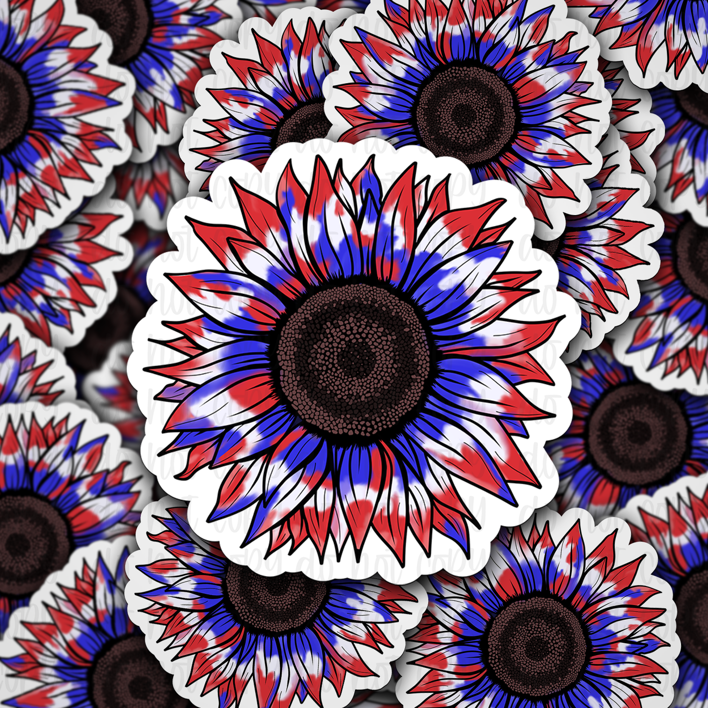 Patriotic Sunflower Die cut sticker 3-5 Business Day TAT