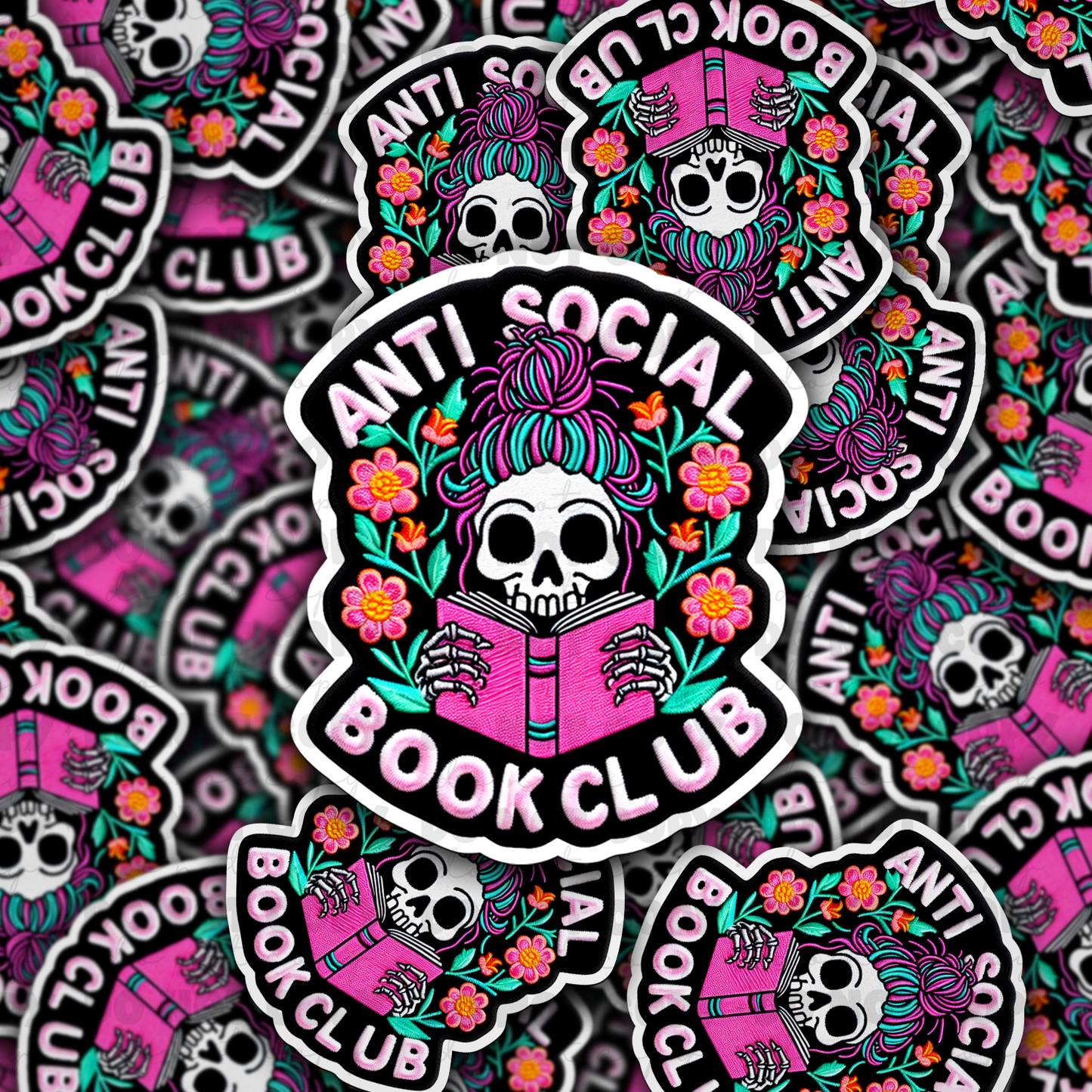 DC 983 Anti social book club Die cut sticker