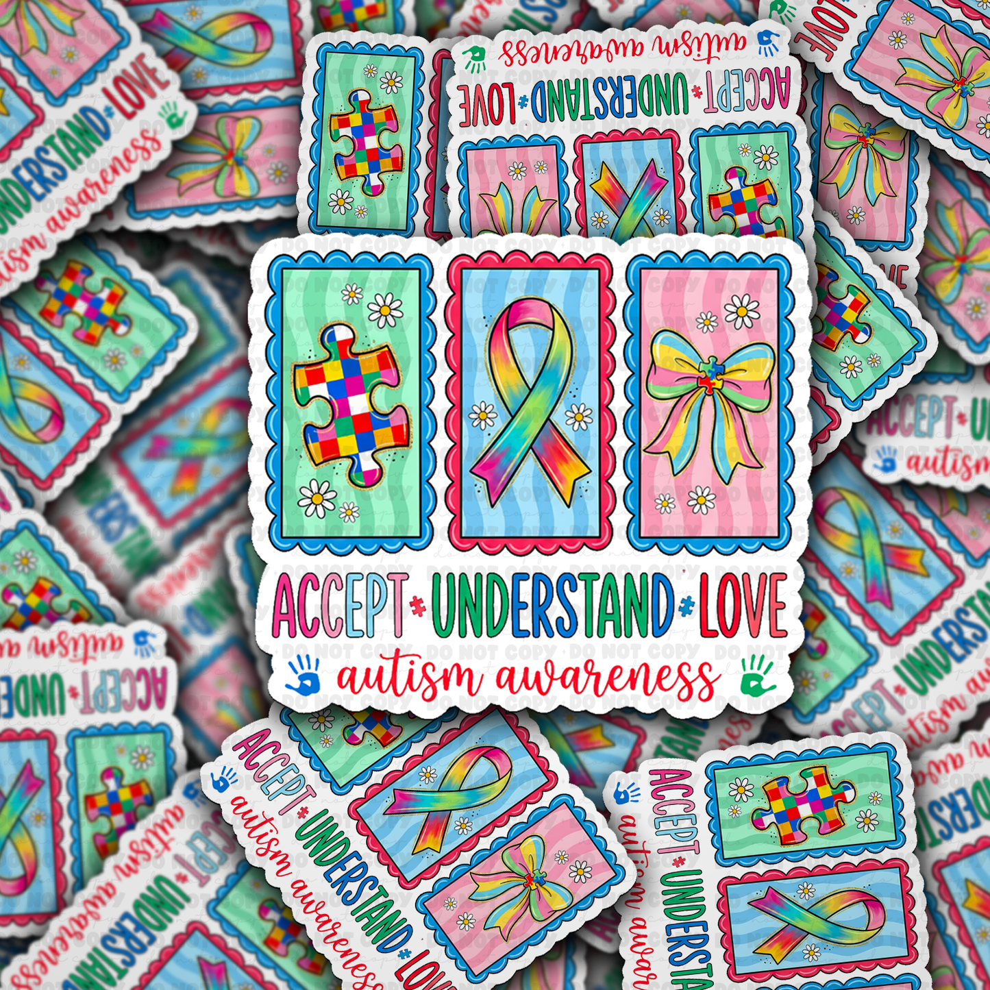 DS - 2686 Accept understand love Autism awareness Die Cut sticker