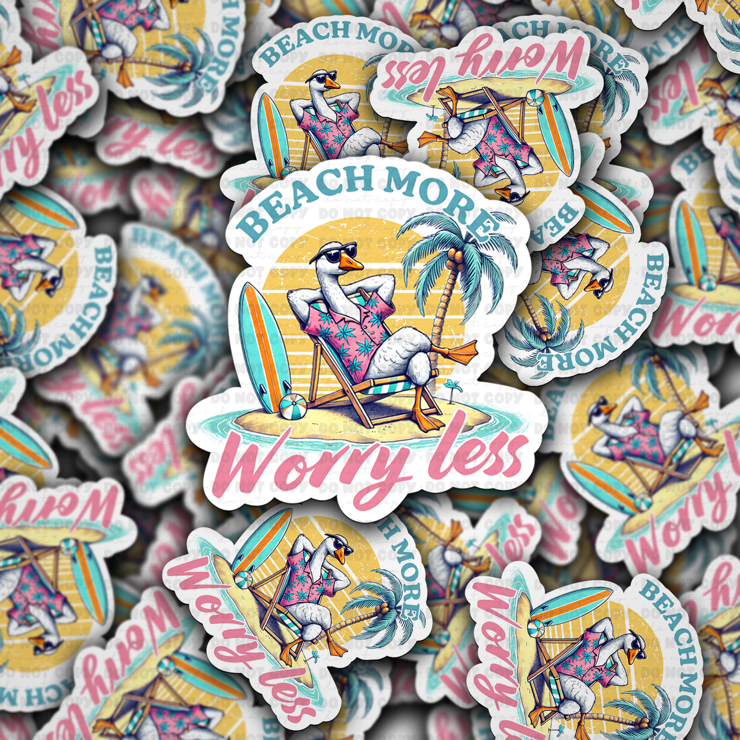 DC 1707 - Beach more worry less Die Cut Sticker