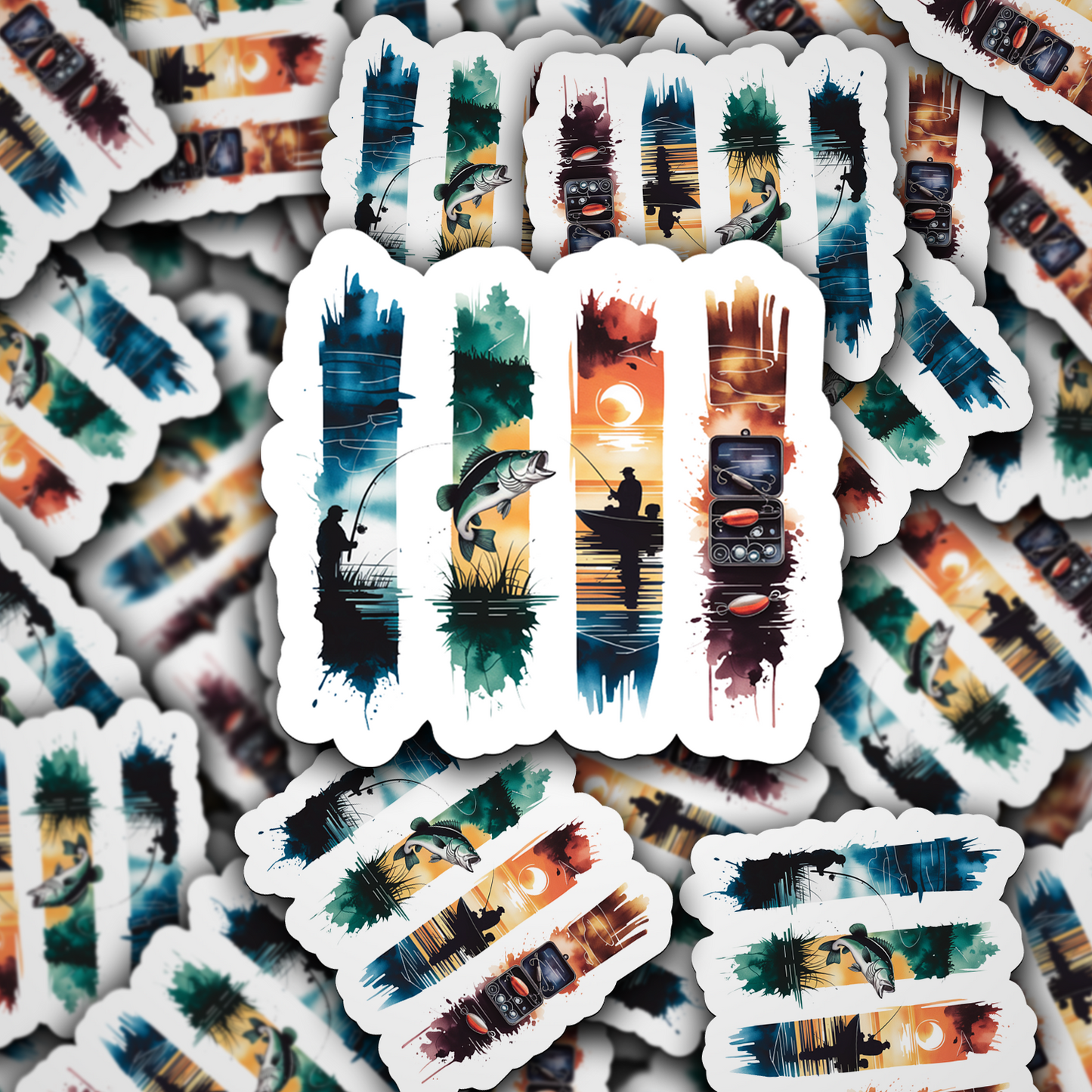 DC 1670- Fishing Brushstroke Die Cut Sticker