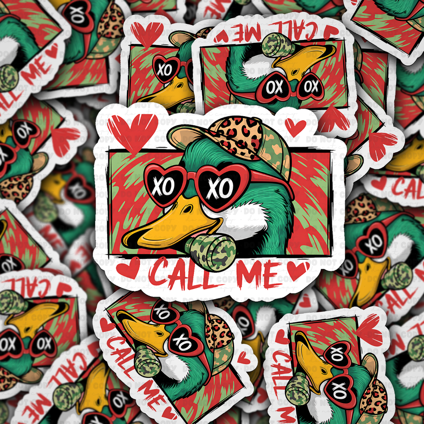 DS -2377 - Call me Valentine duck Die Cut Sticker